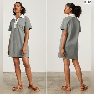 032 Everlane Sage Green Collared Shirt Mini Dress